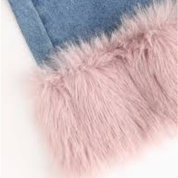 Host Pick ππ Faux Fur Wide Leg High Rise Jeans - Picture 2 of 10